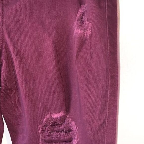 Refuge+ Womens Distressed Burgundy Skinny Leggings Size 16 - Picture 4 of 11
